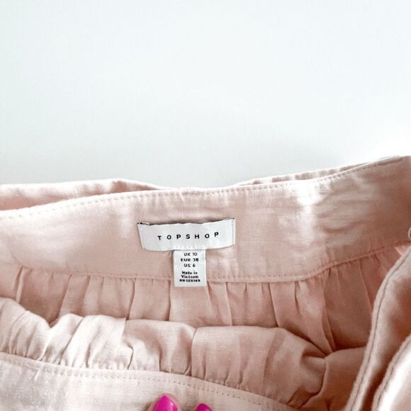 Topshop Womens Mini Skirt Pleated Buckle Accent Blush Pink Size 6 NWT - Picture 3 of 8
